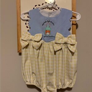 Blue and Yellow Gingham Baby Romper this little light of mine.